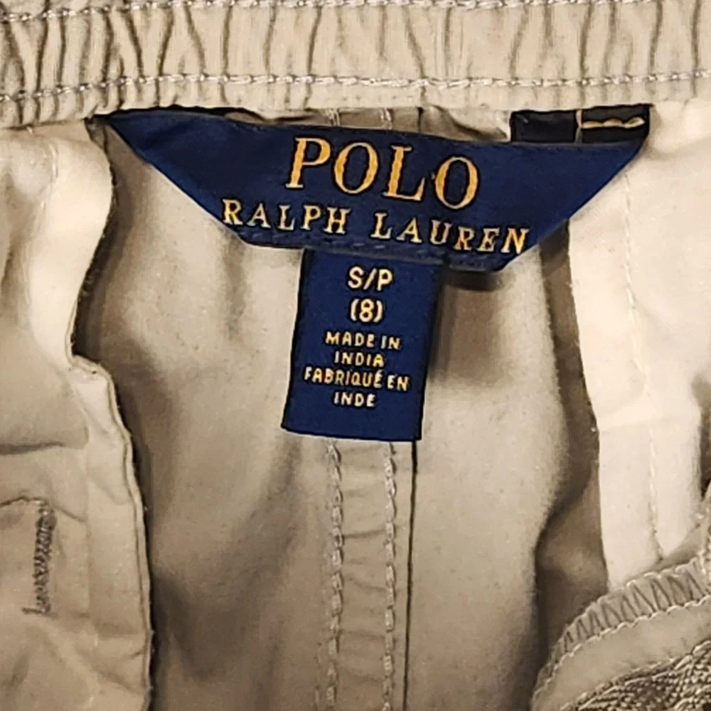 Polo Ralph Lauren Jogger Pants Boys S 8 Khaki Cotton Utility Streetwear